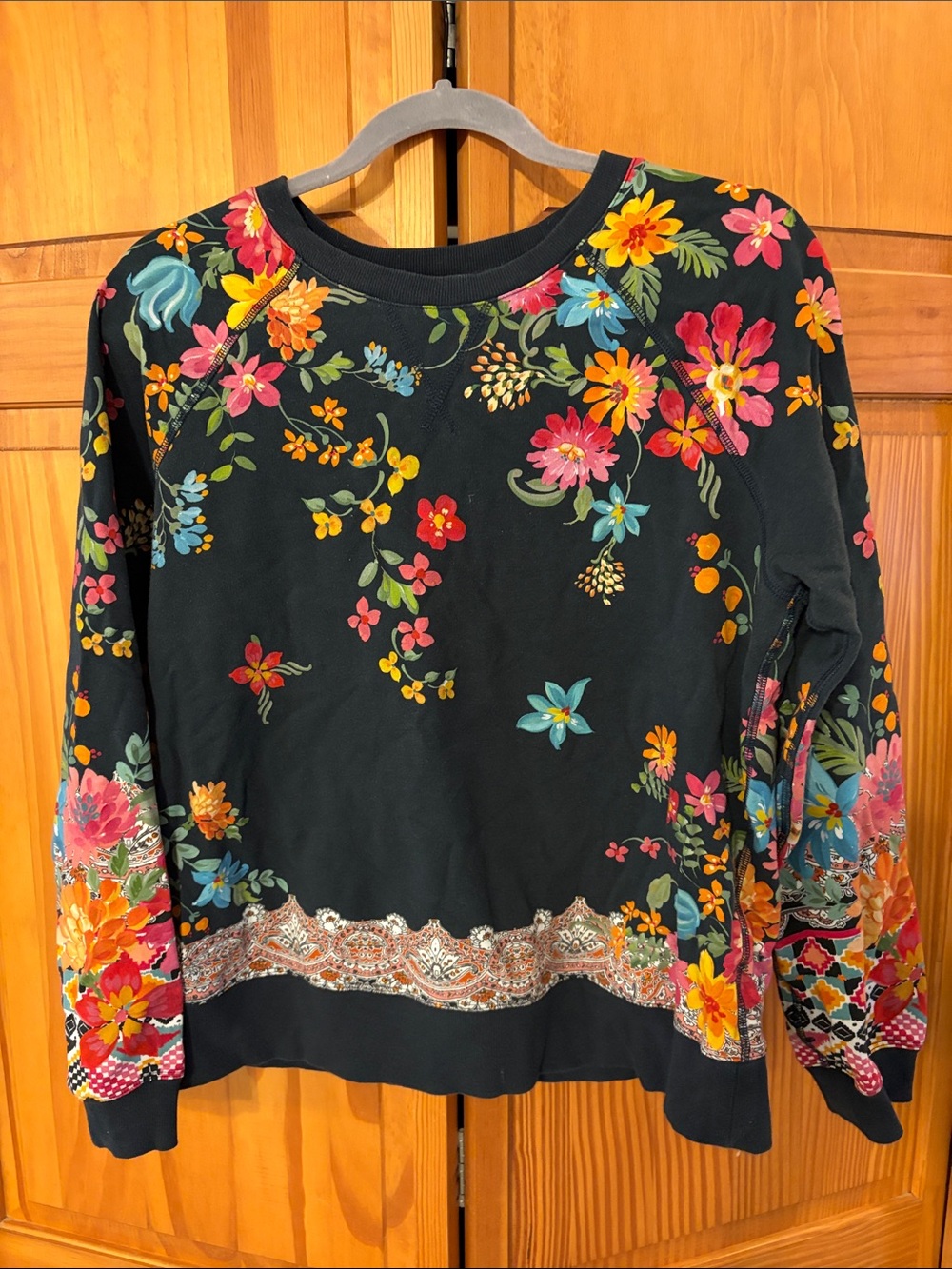 Johnny Was Sonoma Floral Print Sweatshirt Oversized XS Small